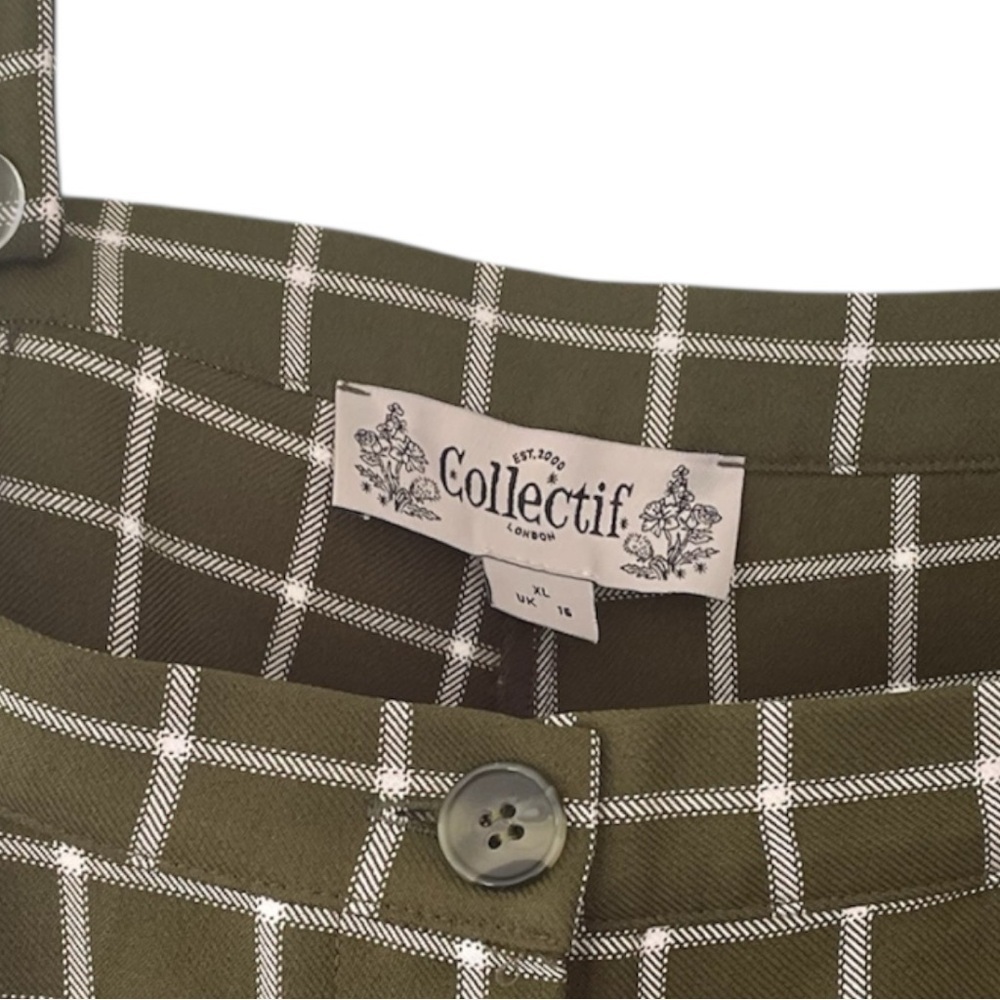 Collectif wide leg pants with removable suspenders, size 12, high waist, retro - Picture 7 of 9